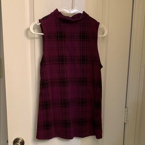 Plaid Sleeveless Top in Purple and Black